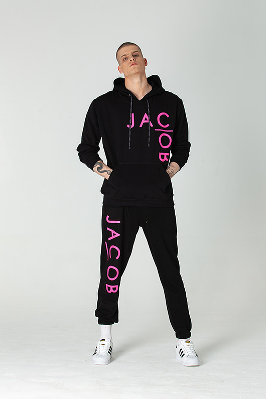 bluzy męskie Bluza  hoodie z różowym nadrukiem
