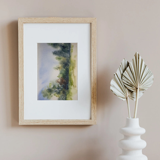obrazy WYPRZEDAŻ SZTUKI! Akwarela Wieś oryginalny obraz 300g 18x30 cm