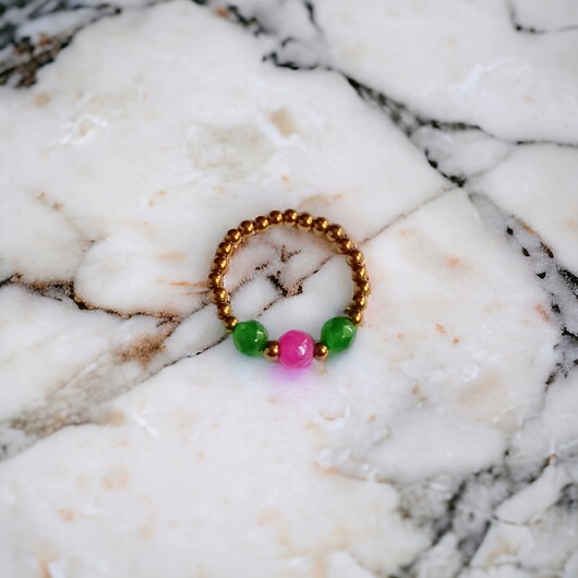 pierścionki elastyczne Pierścionek : golden summer II :: jadeit, hematyt