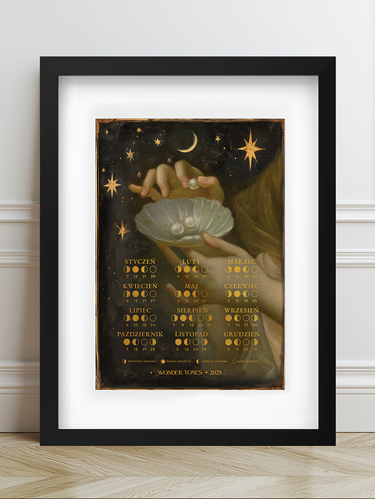 plakaty Plakat Kalendarz Faz Księżyca 2025 - Komplet z ramą 30x40cm
