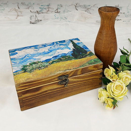 skrzynki, kufry i pudła Szkatułka - cyprysy Van Gogha