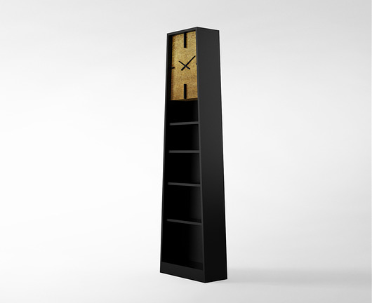 Alfa Clock zegar podłogowy, stpjący z półkami Furia Design
