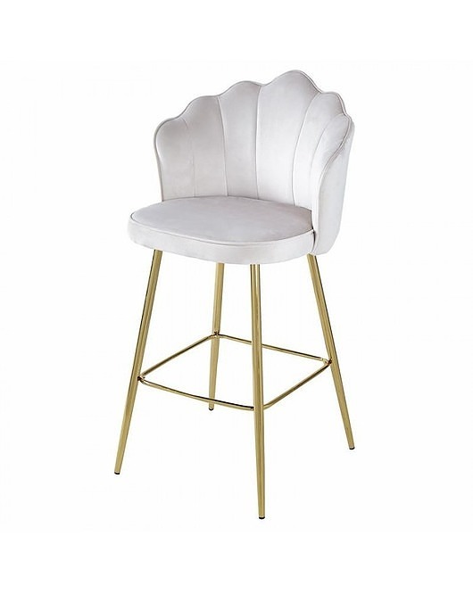 stołki Krzesło Barowe Hoker Aksamitny Shell Kremowy