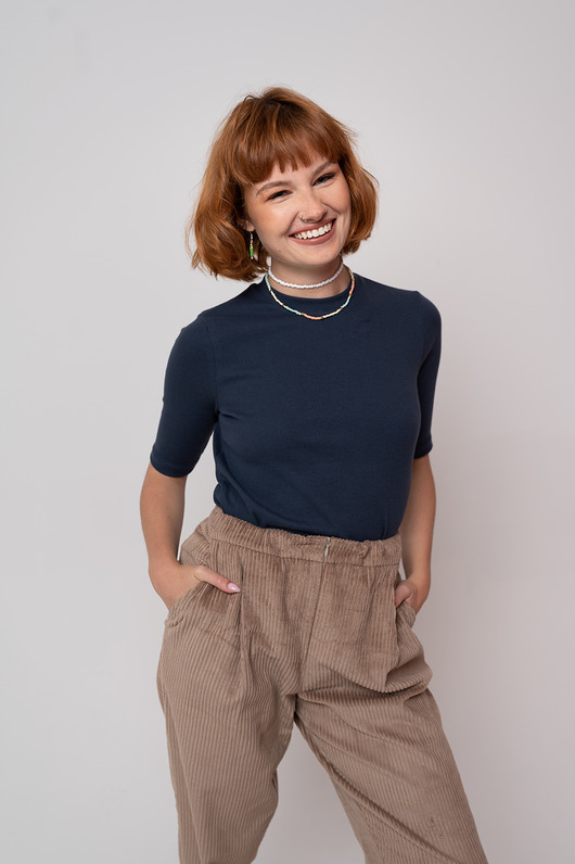 Koszulka prążkowana,VINTAGE BLUE Yanowska