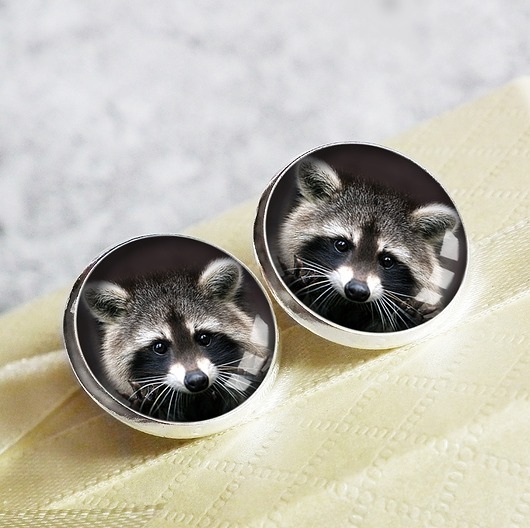 kolczyki szklane ŚMIESZNE KOLCZYKI ZE ZWIERZAKIEM szop pracz