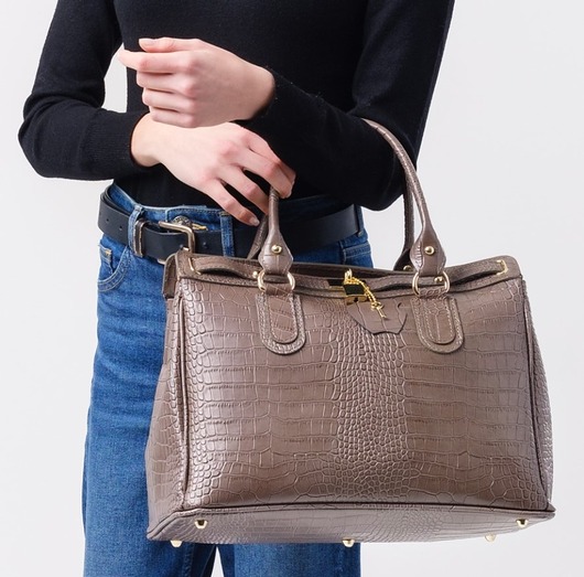 torebki do ręki Torba skórzana Shopper - kolor taupe   (7141 )