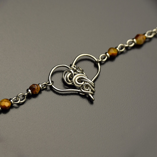 bransoletki wire wrapping Bransoletka serce tygrysie oko wire wrapping