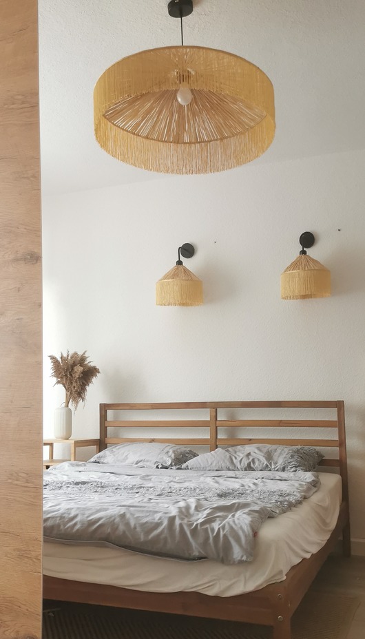 lampy wiszące Lampa wisząca boho raffia, frędzle
