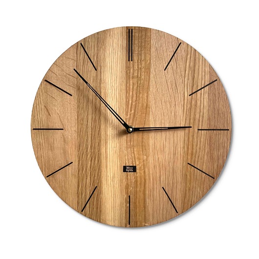 zegary Minimalistyczny zegar z litego drewna dębowego z czarnymi znacznikami