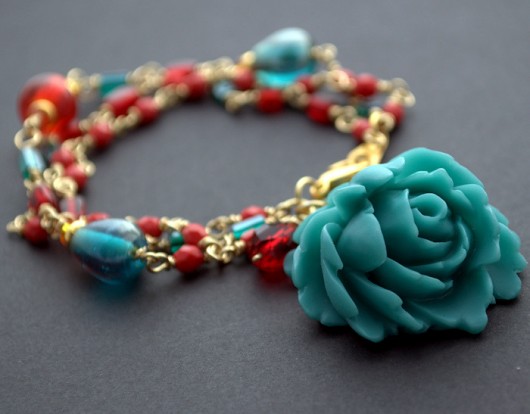 Vintage flowers z turkusowym kwiatem. butterflyart