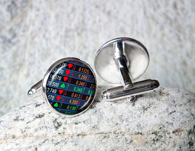 spinki do mankietów BIZNES GIEŁDA gustowny prezent spinki do koszuli dla faceta