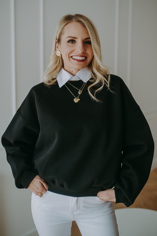 bluza bez kaptura damska Bluza Basic oversize czarna