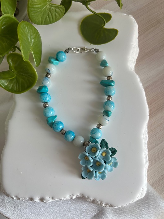 bransoletki z kamieni naturalnych Bransoletka handmade Niezapominajka