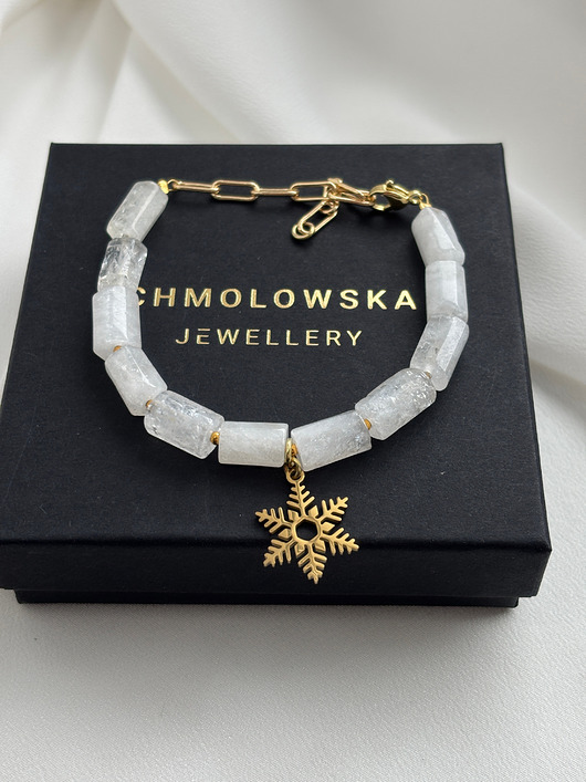 bransoletki z kamieni naturalnych Bransoletka Jadeit Śnieżynka