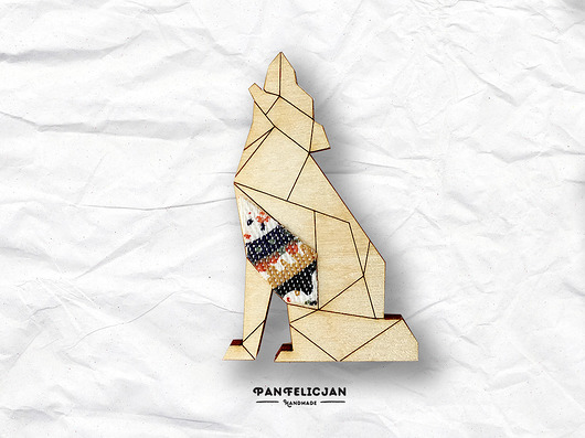 broszka origami - wilk PanFelicjan