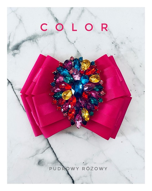 broszki Brosza fuksja z ogromnym kolorowym kryształem COLOR