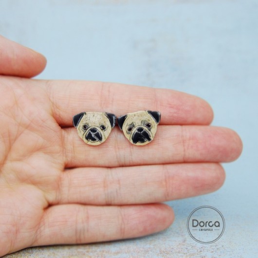 Mopsy- ceramiczne kolczyki Dorca