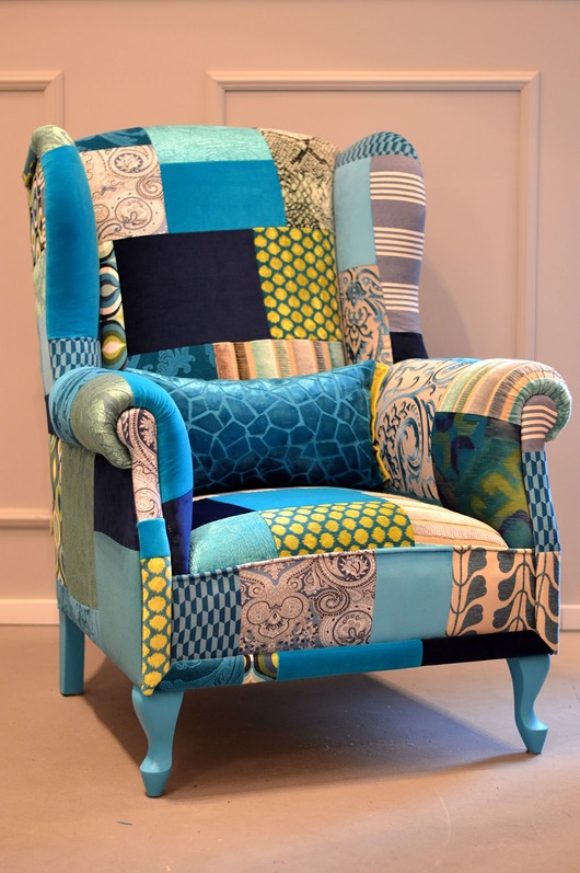 fotele Fotel Uszak Blue Patchwork Juicy Colors