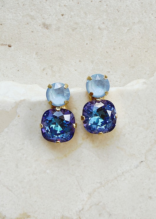 kolczyki pozłacane Złote Kolczyki Sztyfty AMORE Sky & Royal Blue Delight