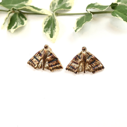 kolczyki srebrne Kolczyki srebrne z Ćmami na sztyftach brązowe