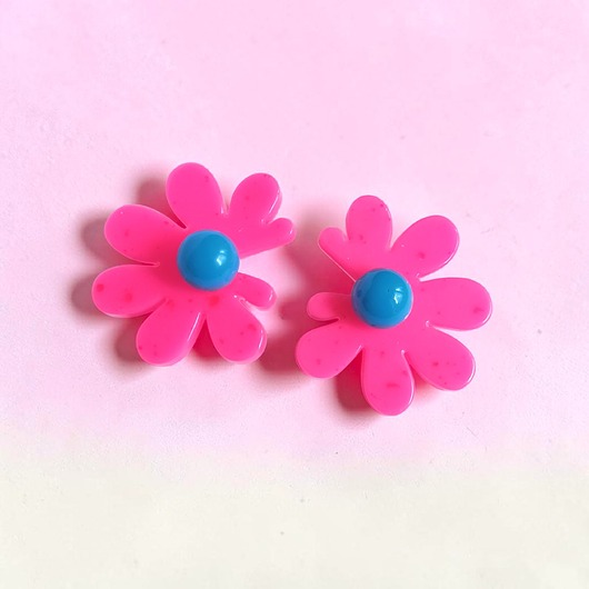 kolczyki z żywicy Duże kolczyki z żywicy : kwiaty : pink&blue