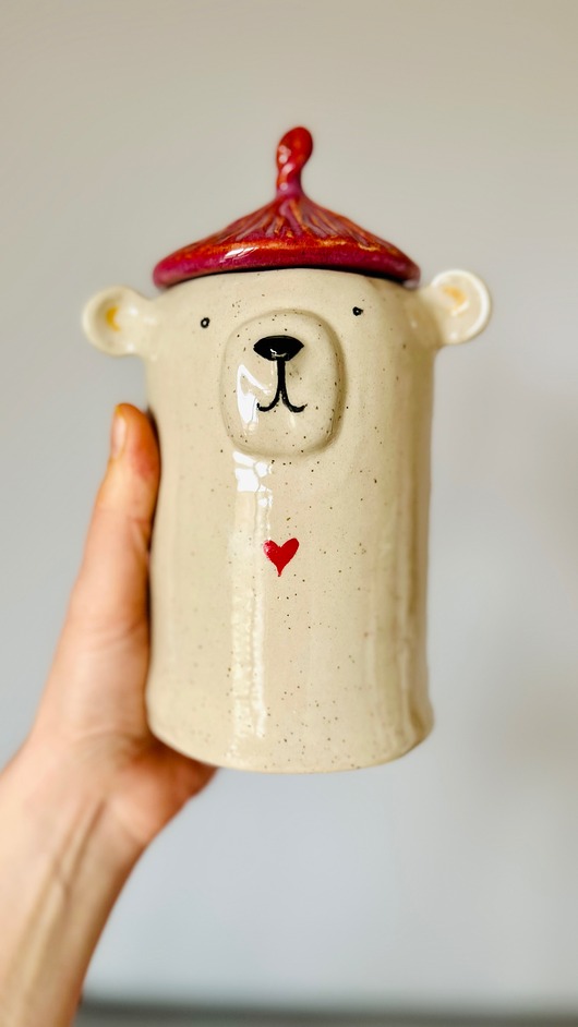 pojemniki kuchenne Pojemnik ceramiczny Miś z serduszkiem