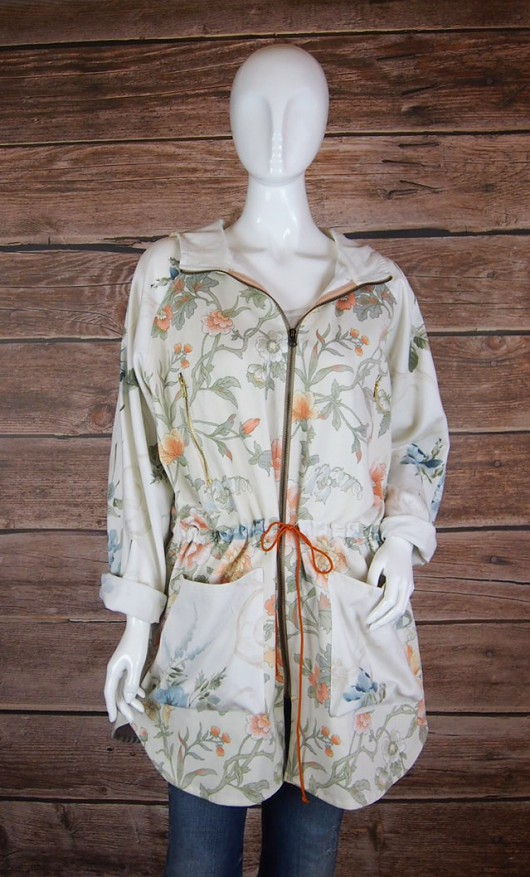 Kurtka Parka Oversize, Kwiaty, Boho I WANT APRIL