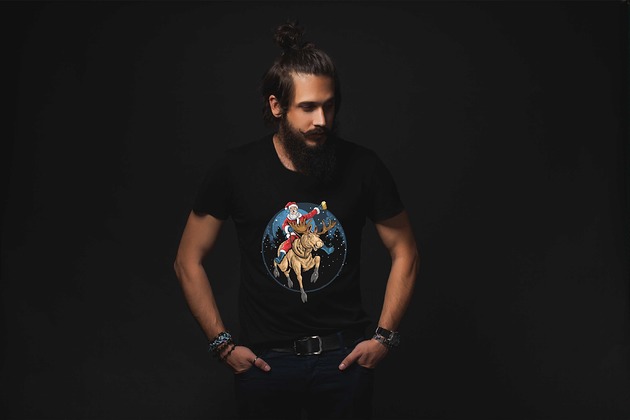 t-shirty męskie Koszulka organiczna z nadrukiem Santa