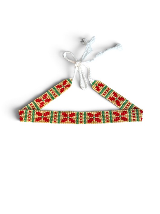 chokery Kolorowy choker z koralików z etnicznym wzorem folk, naszyjnik handmade