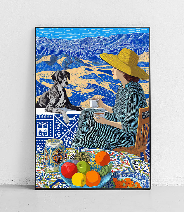 plakaty Plakat Kawa w górach z psem