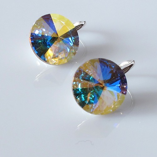 Kolczyki Swarovski Na biglu angielskim - ascetycznie Black Diamond