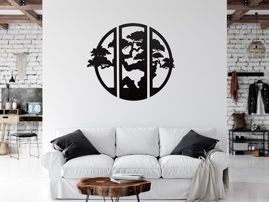 inne DEKORACYJNY TRYPTYK AŻUROWY, BONSAI, BOTANICZNA DEKORACJA ścienna