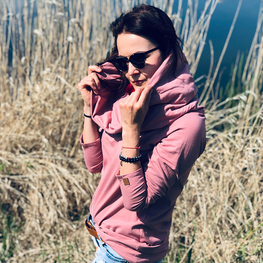 tuniki damskie Bluzka z kominem To Matylda - pudrowy róż