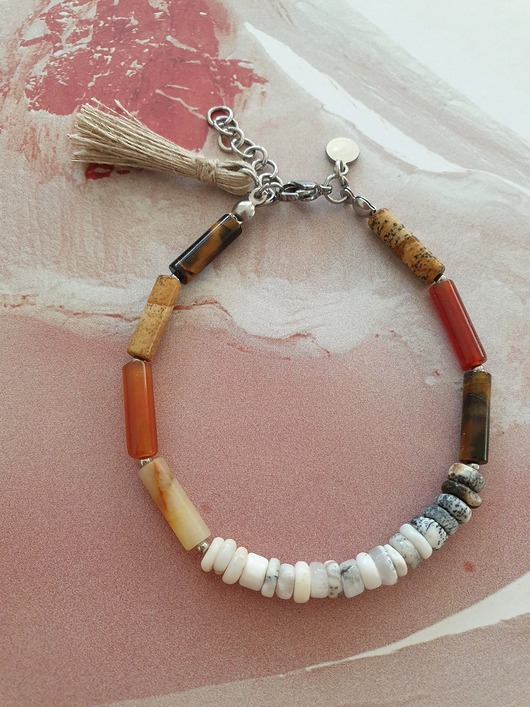 bransoletki z kamieni naturalnych Bransoletka patyczki opal, agat, jaspis obrazkowy, tygrysie oko