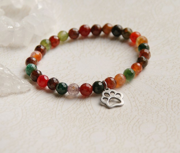 bransoletki z kamieni naturalnych Dla zwierzolubnej : łapka & agat