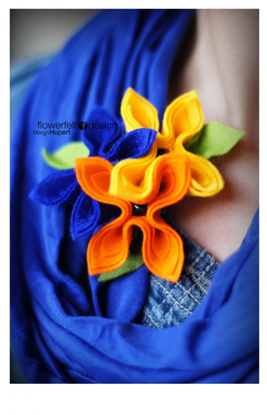orange yellow indygo FlowerFelt Design