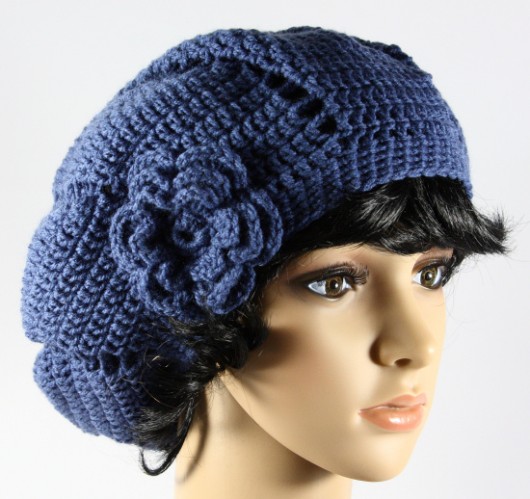 beret jeans z kwiatem RękaProduction