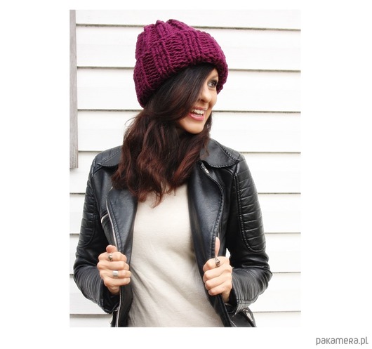 czapki damskie Czapka handmade beanie z wełną merino bulky