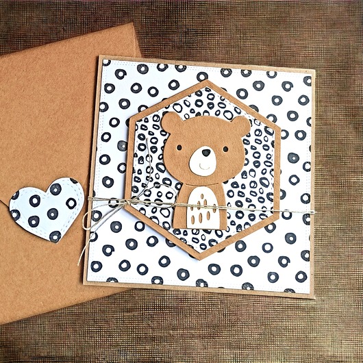 kartki scrapbooking MIŚ kółkowy : kartka handmade na urodziny, roczek.