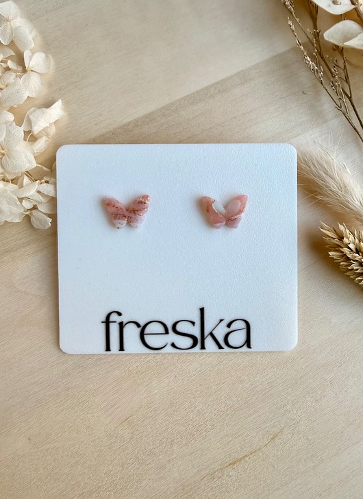 kolczyki z masy plastycznej Kolczyki Motyle marmurki ze złotem LIMITOWANE