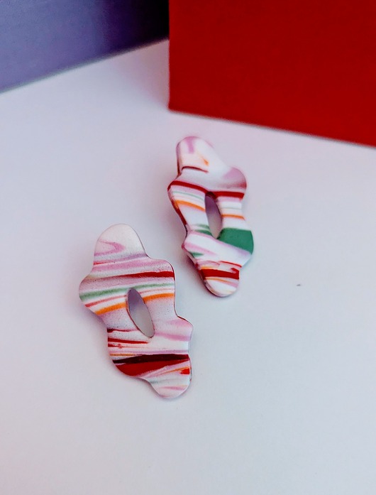 kolczyki z masy plastycznej Kolczyki w paski