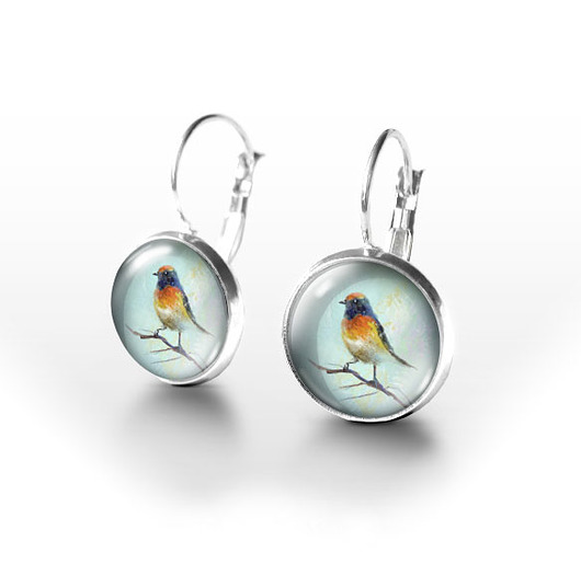 kolczyki szklane Kolczyki - Kolorowy ptak