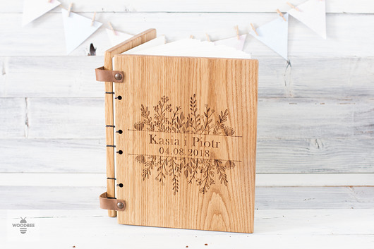 Drewniana księga gości,księga weselna Wood bee