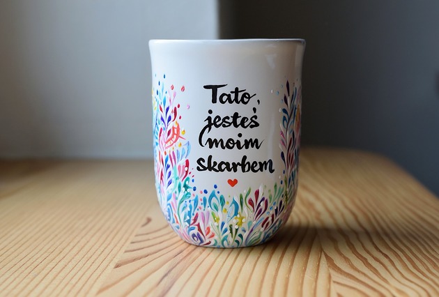Kubek dla Taty ceramiczny ręcznie malowany 300 ml Ceramika Ciepliki