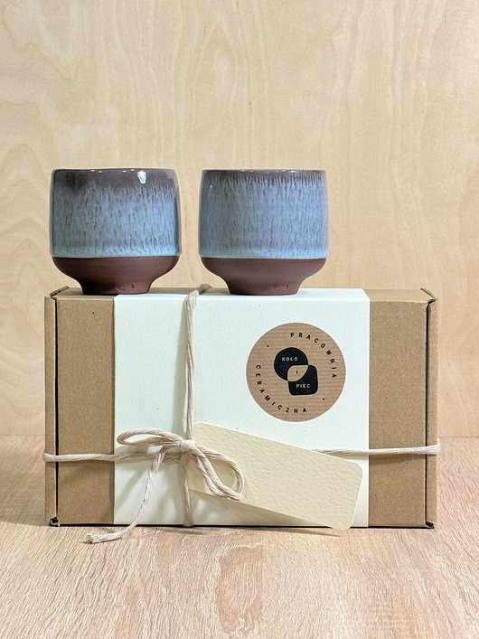 kubki Parka Prezentowa Czarki na stopce (160ml) - słone fale na rudej