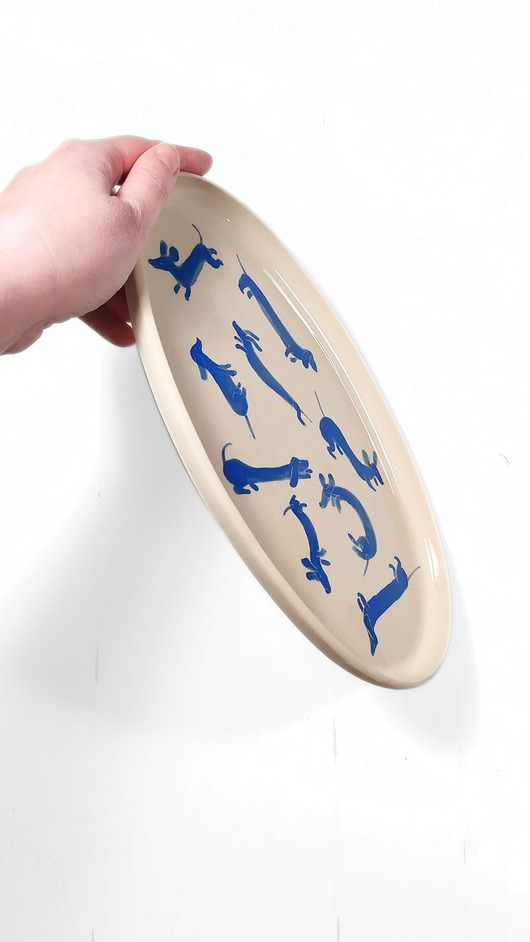 patery i talerze Duży owalny Talerz  z jamniczkami