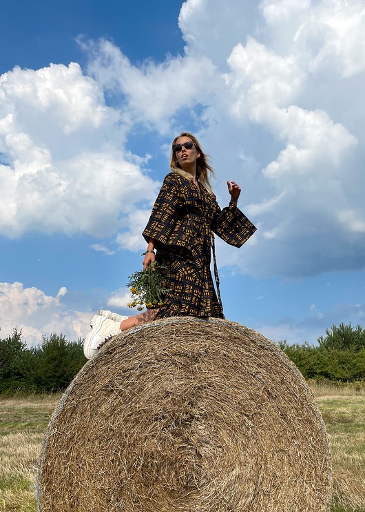 marynarki damskie Kimono czarne bawełniane Bogolan