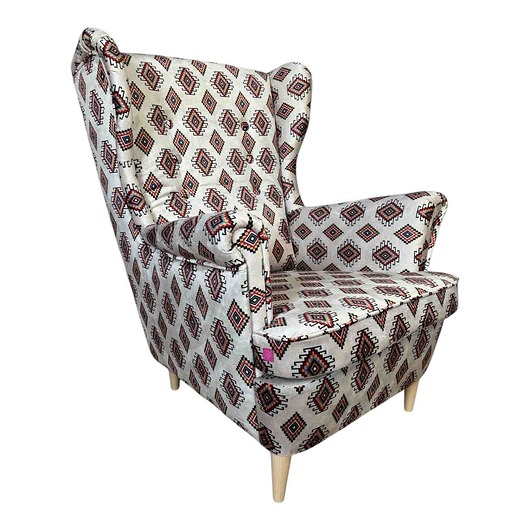 fotele Fotel uszak Indiana Jones we wzory etniczne, welurowy