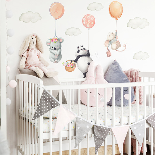 naklejki ścienne do pokoju dziecka Naklejki dla dzieci na ścianę panda Balony