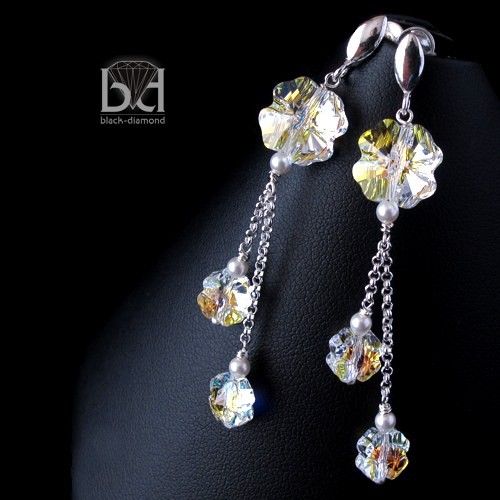 Czterolistna Koniczyna kryształ Swarovski i wisiorek Black Diamond